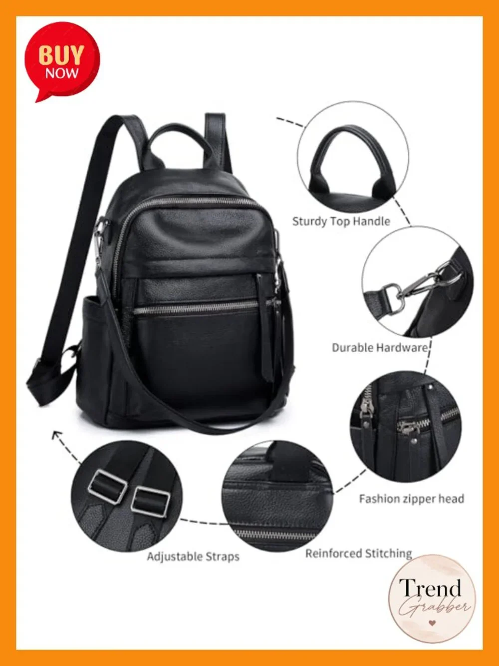 Genuine Leather Backpack Purse for Women Convertible Shoulder Daypack